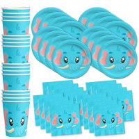 Elephant Birthday Party Tableware Kit For 16 Guests