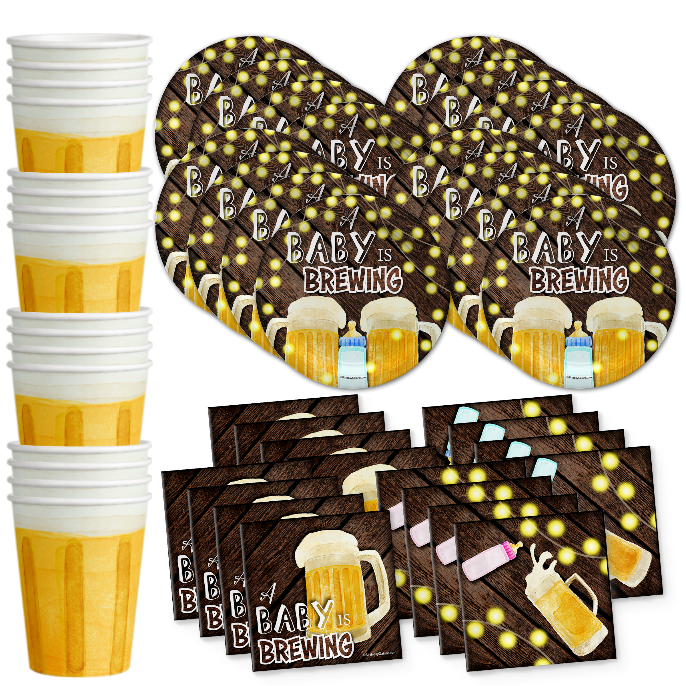 Baby is Brewing Baby Shower Party Tableware Kit For 16 Guest