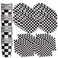 Checkered Flag Birthday Party Tableware Kit For 16 Guests - BirthdayGalore.com