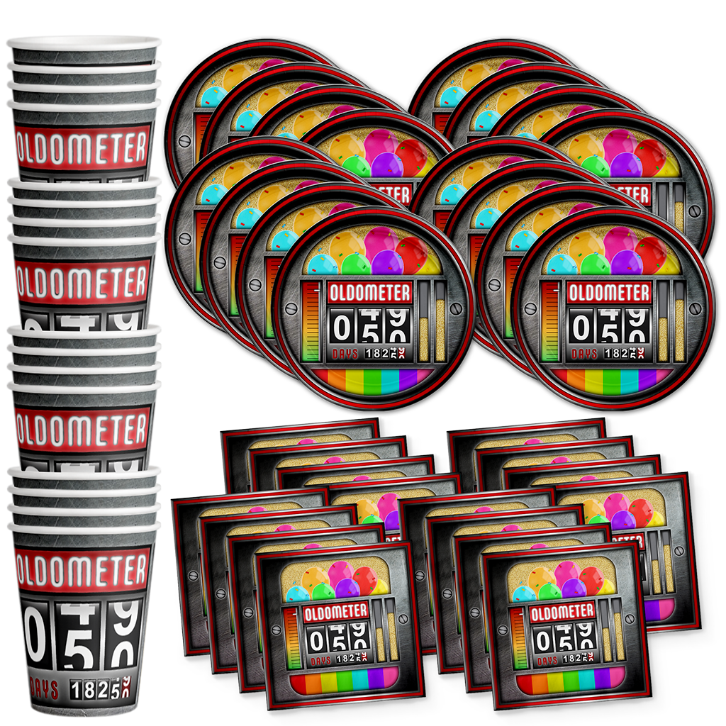 Old Meter 50th Birthday Party Tableware Kit For 16 Guests - BirthdayGalore.com