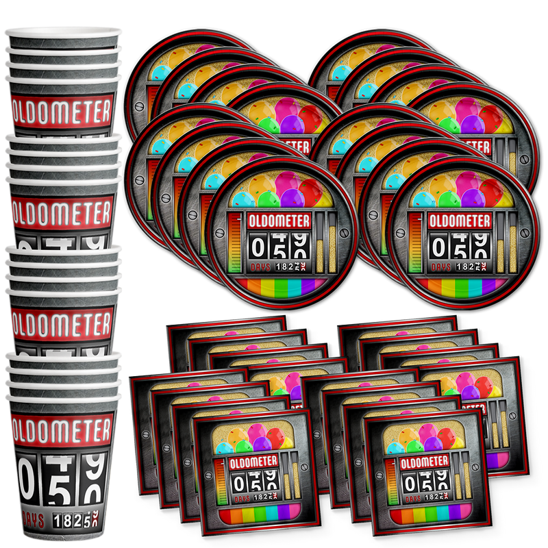 Old Meter 50th Birthday Party Tableware Kit For 16 Guests - BirthdayGalore.com