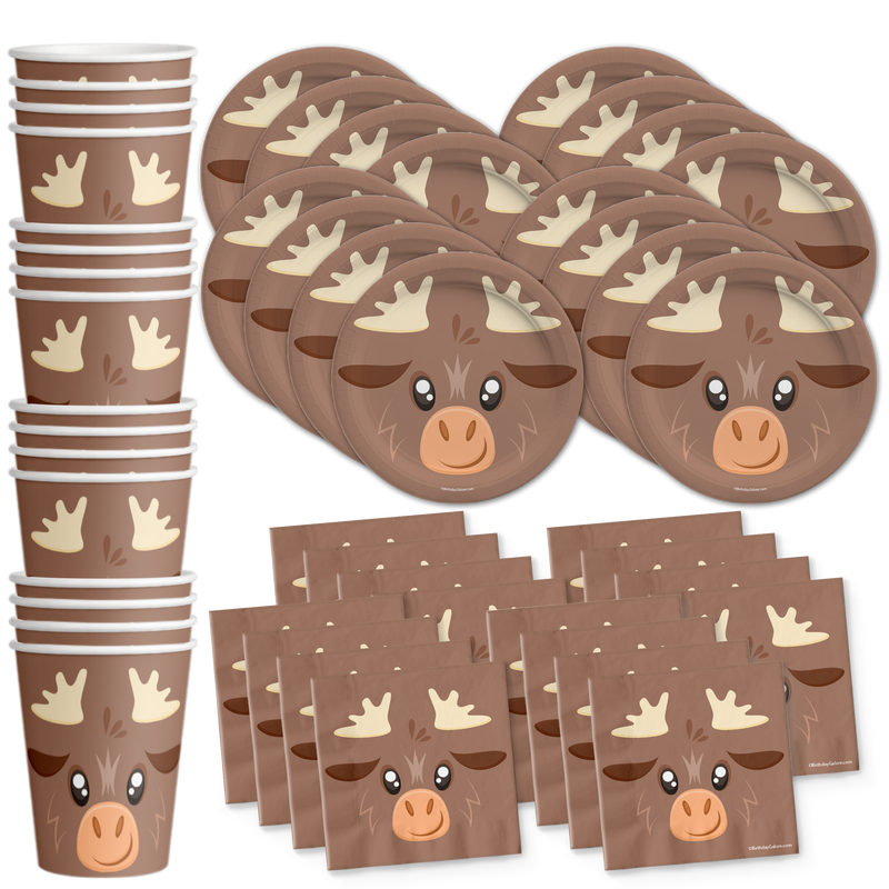 Moose Birthday Party Tableware Kit For 16 Guests