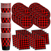 Buffalo Plaid Birthday Party Tableware Kit For 16 Guests