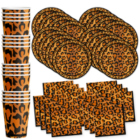 Leopard Print Birthday Party Tableware Kit For 16 Guests