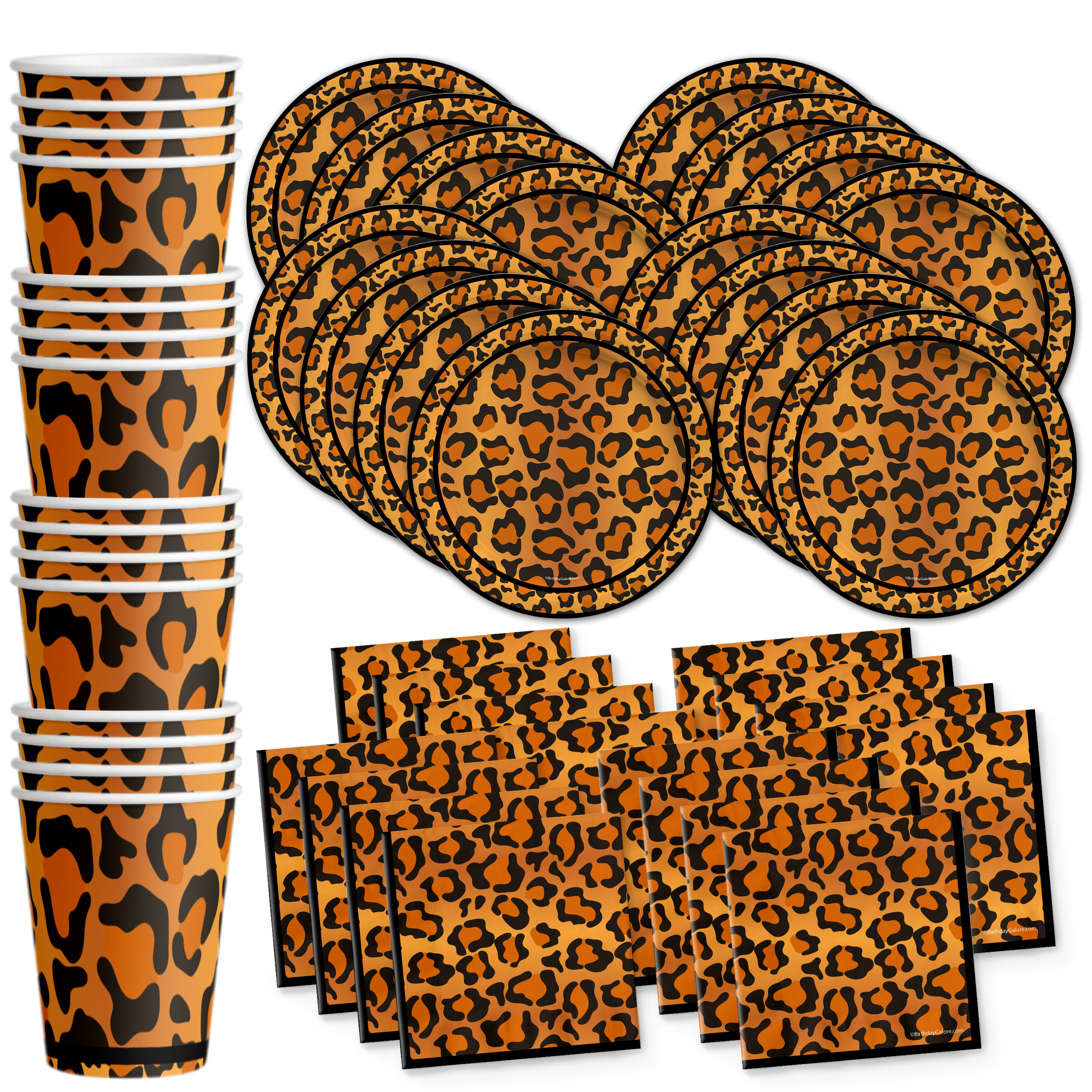 Leopard Print Birthday Party Tableware Kit For 16 Guests