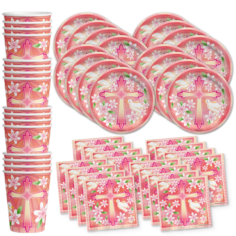 Baptism Girl Party Tableware Kit