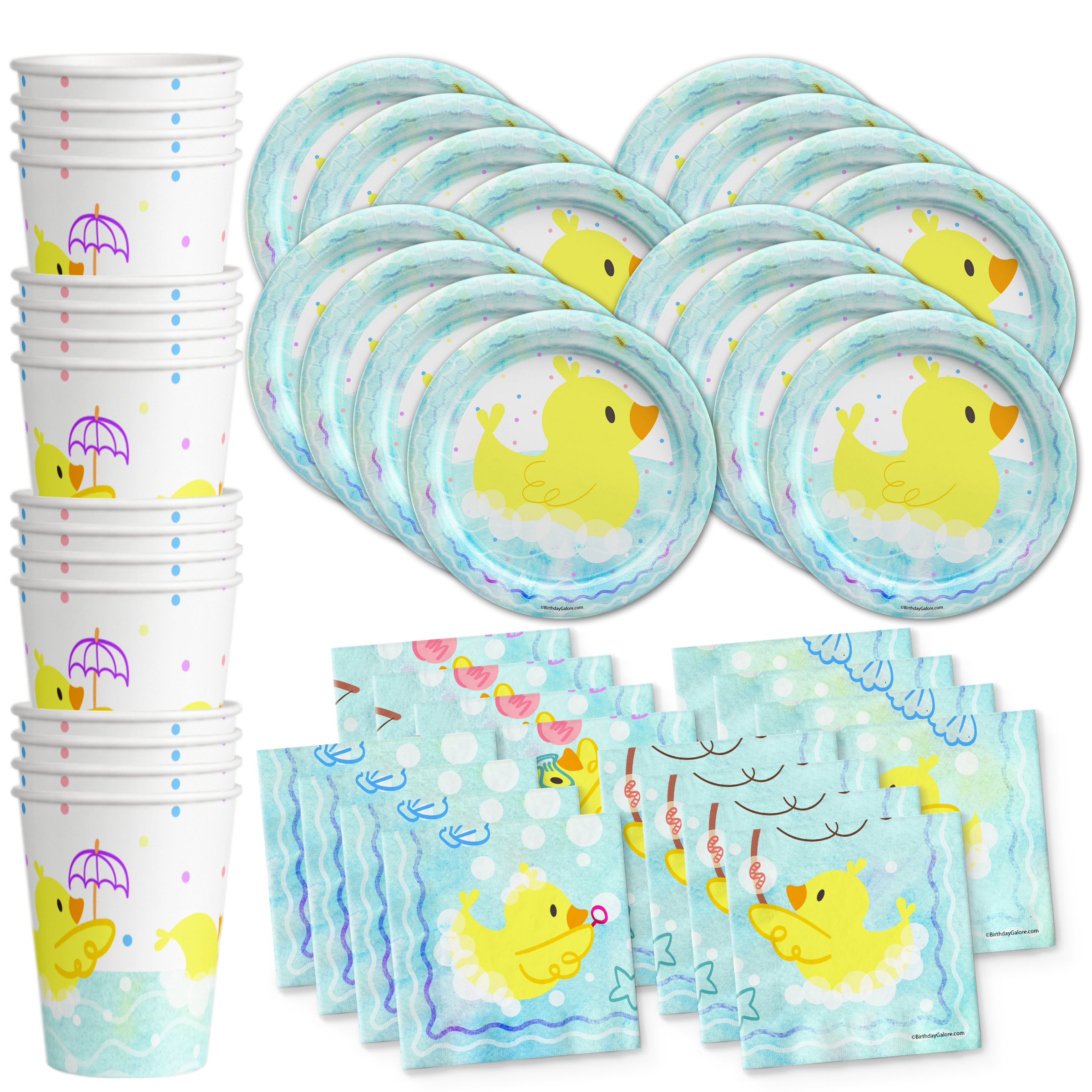 Rubber Ducky Birthday Party Tableware Kit For 16 Guests