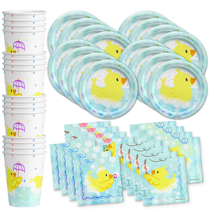 Rubber Ducky Birthday Party Tableware Kit For 16 Guests