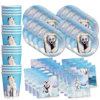 Polar Bear Birthday Party Tableware Kit For 16 Guests