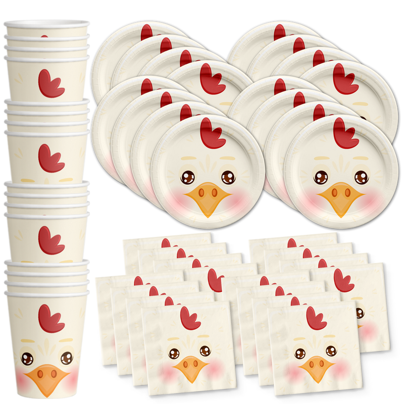 Chicken Birthday Party Tableware Kit For 16 Guests - BirthdayGalore.com