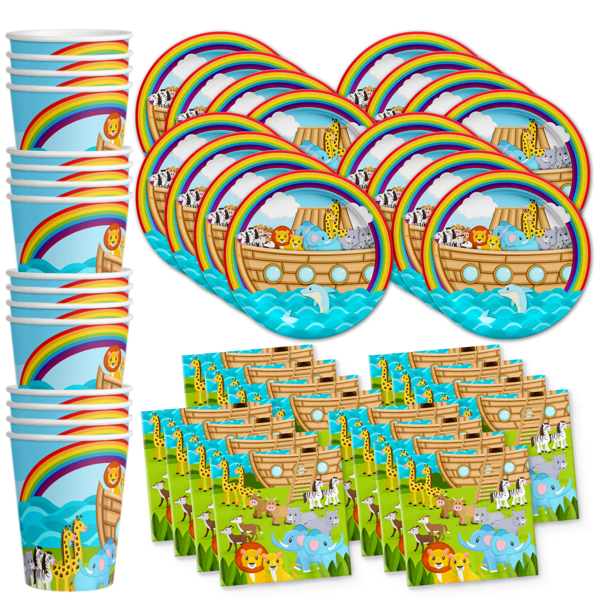 Noahs Ark Birthday Party Tableware Kit For 16 Guests - BirthdayGalore.com