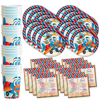 Airplane Travel Birthday Party Tableware Kit For 16 Guests