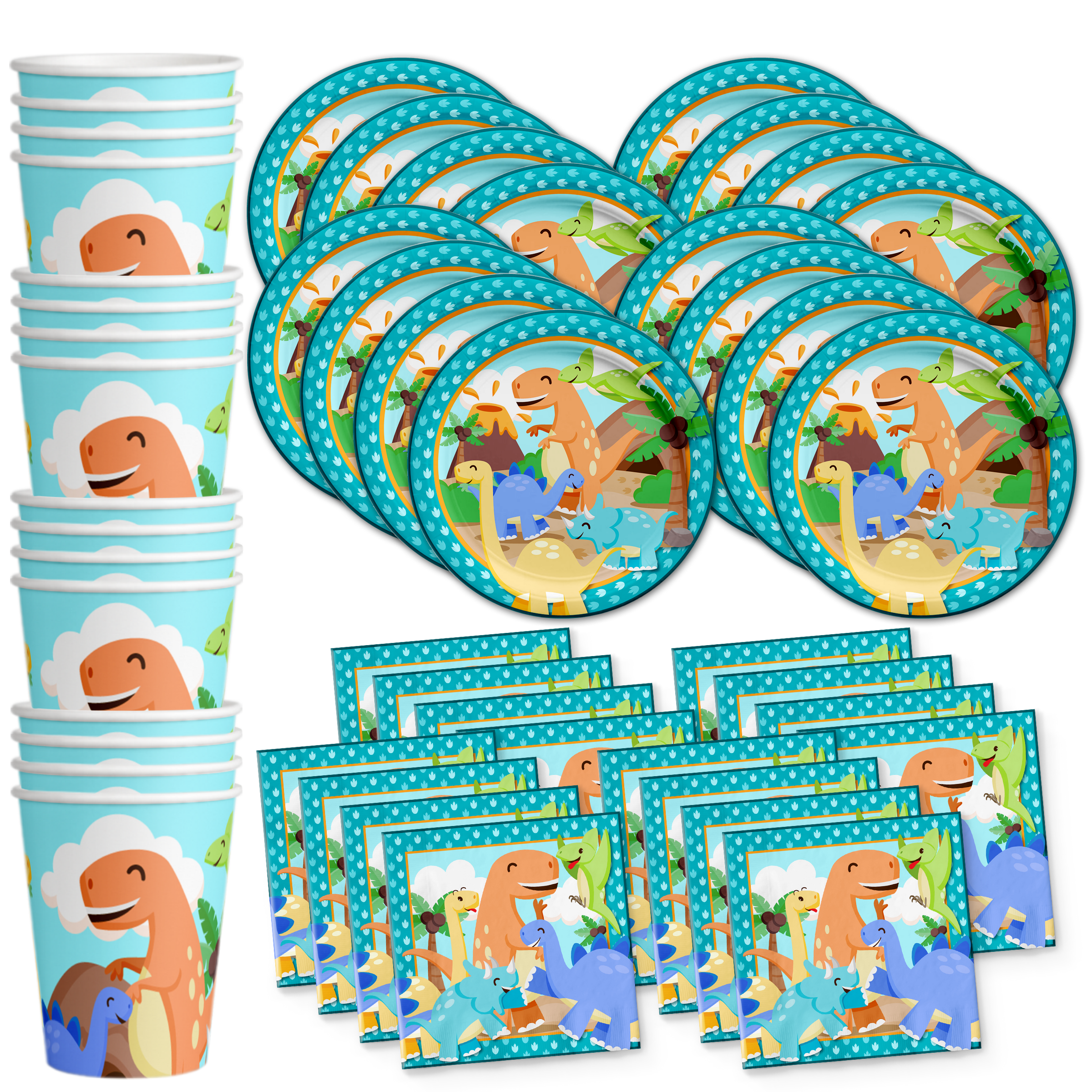 Little Dinosaur Birthday Party Tableware Kit For 16 Guests