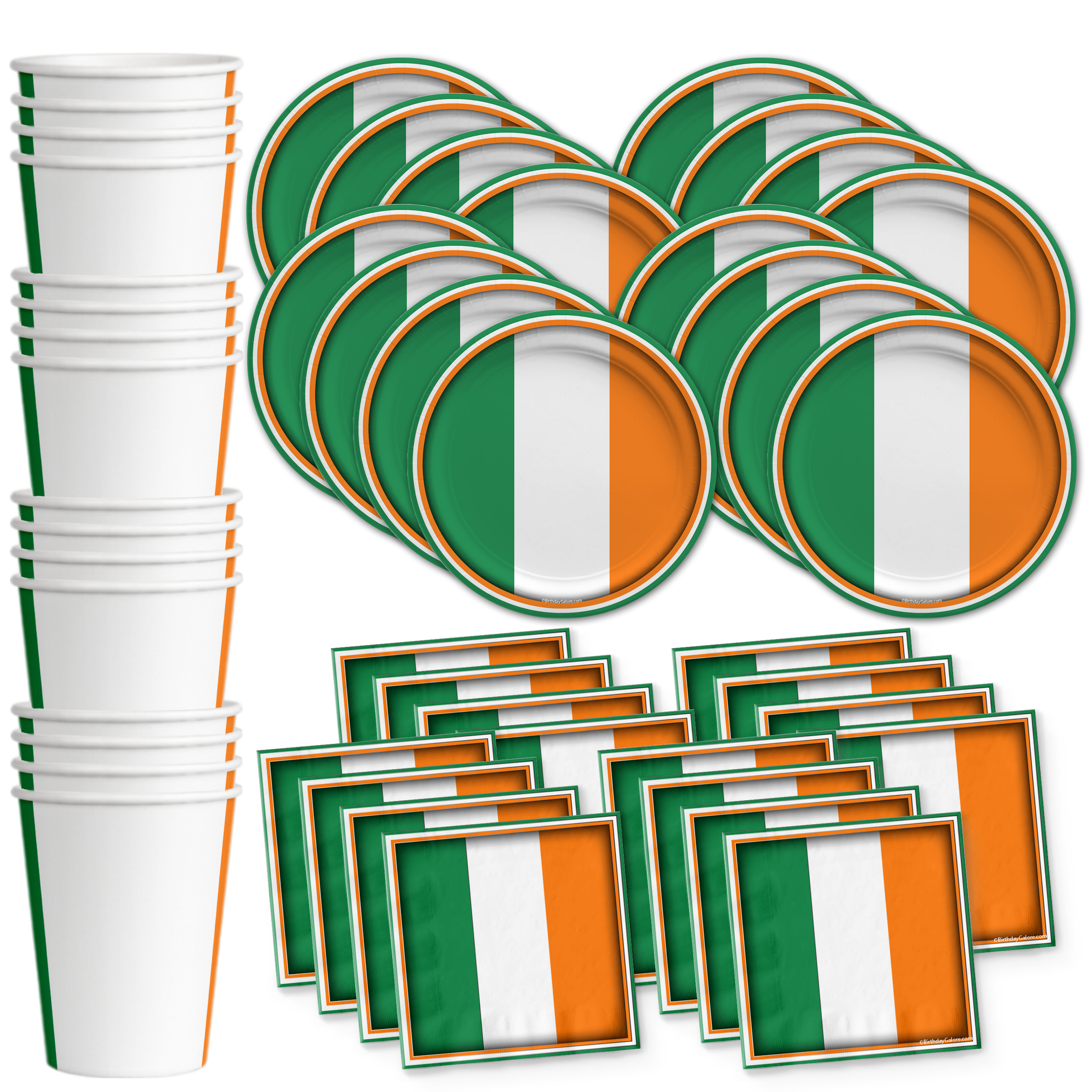 Irish Flag Birthday Party Tableware Kit For 16 Guests
