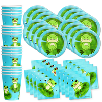 Frog Birthday Party Tableware Kit For 16 Guests