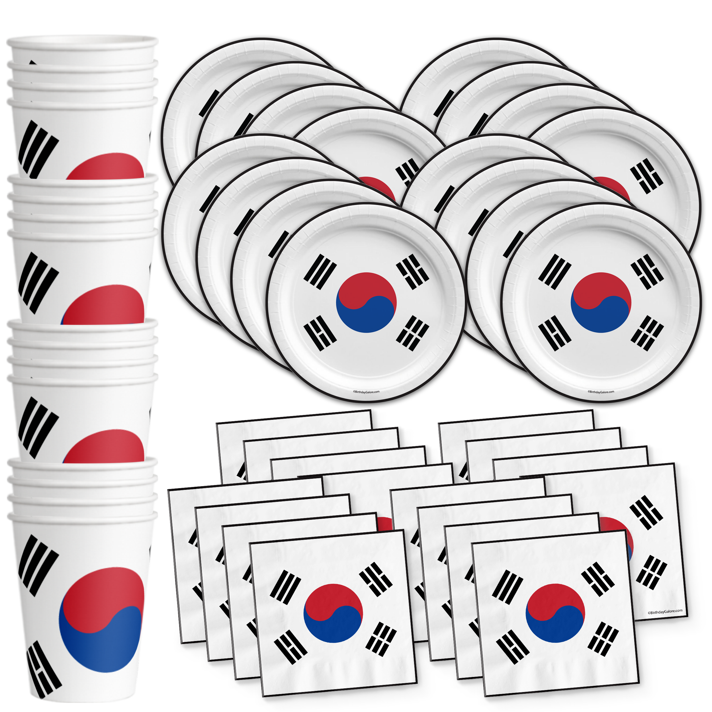 South　Flag　16　Party　For　Korean　Kit　Tableware　Birthday　Guests