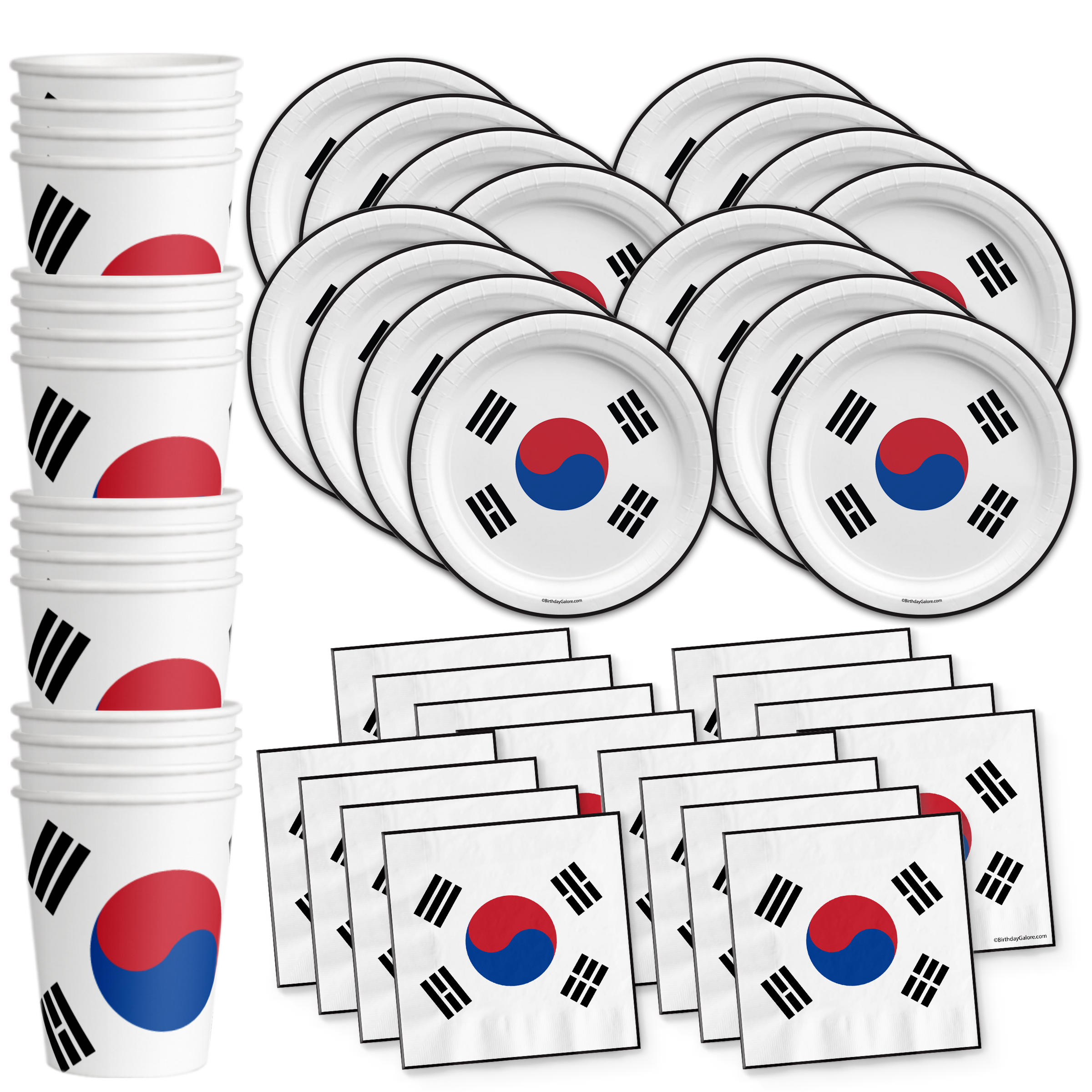 South Korean Flag Birthday Party Tableware Kit For 16 Guests