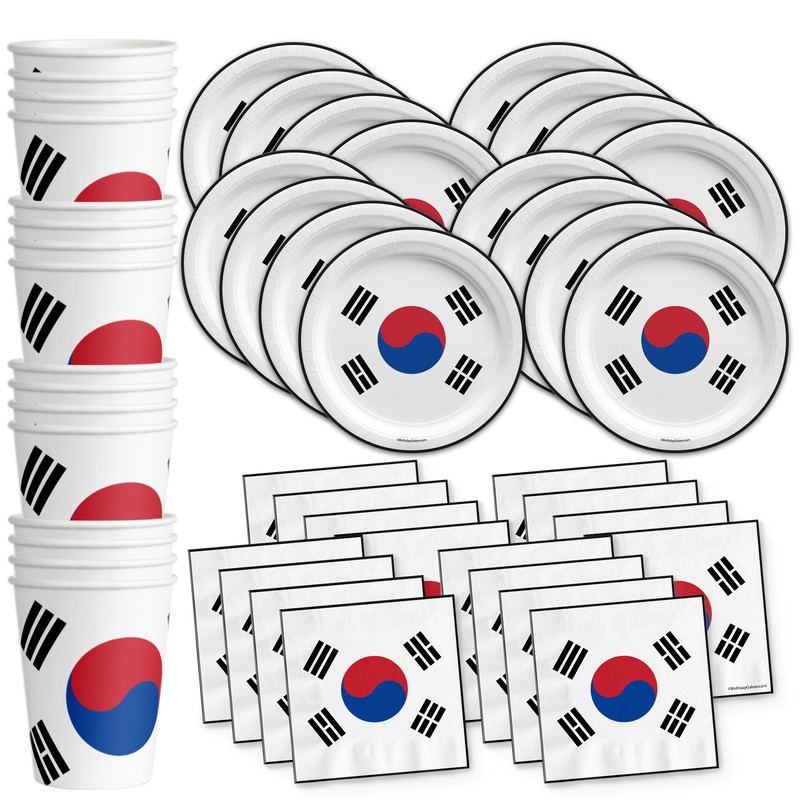 South Korean Flag Birthday Party Tableware Kit For 16 Guests