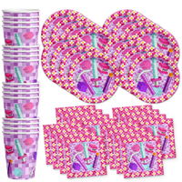 Girl Mining Pixel Birthday Party Tableware Kit For 16 Guests - BirthdayGalore.com