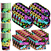 Glow Light Neon Birthday Party Tableware Kit For 16 Guests - BirthdayGalore.com