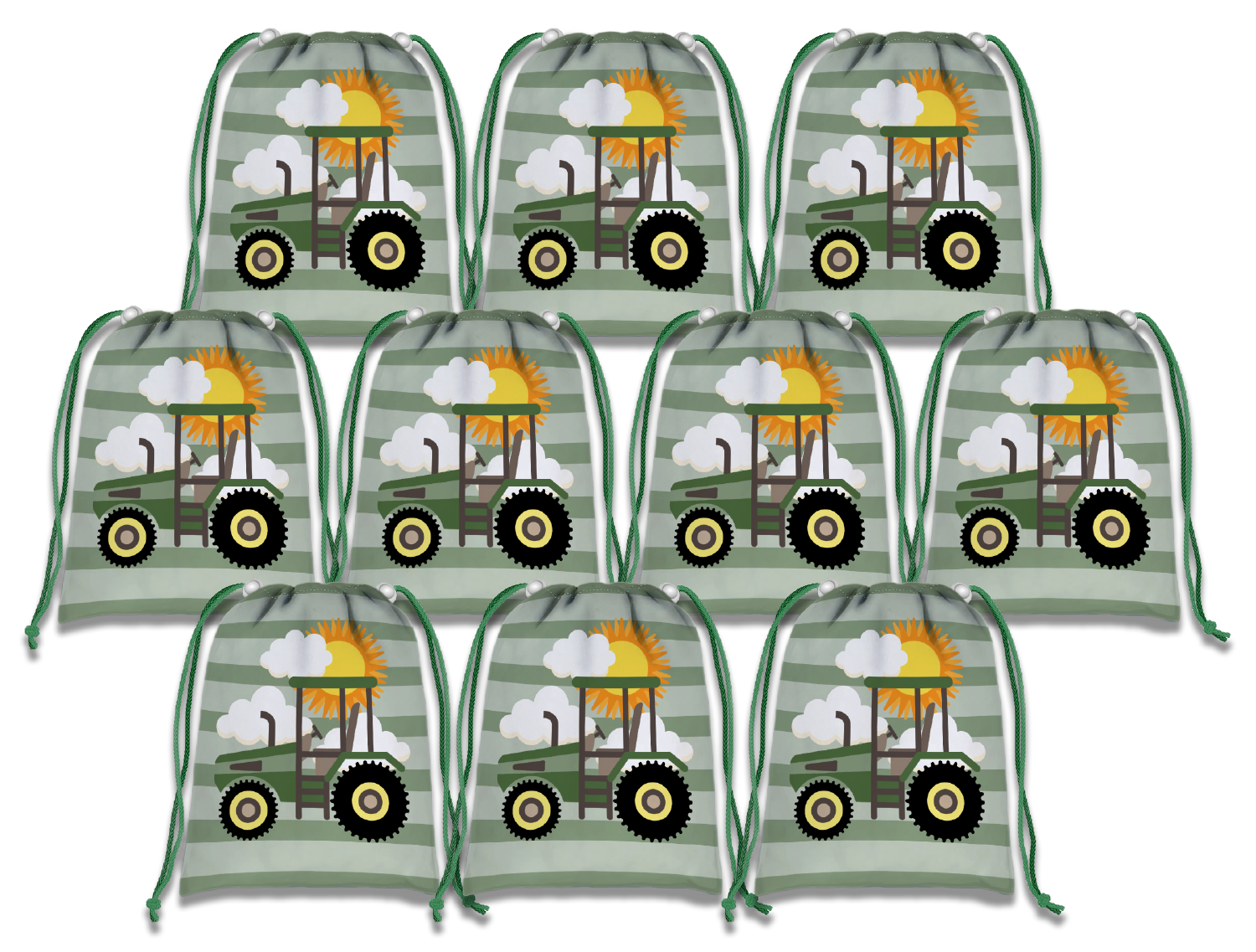 Tractor Time Drawstring Tote Bag (10 Pack) - BirthdayGalore.com