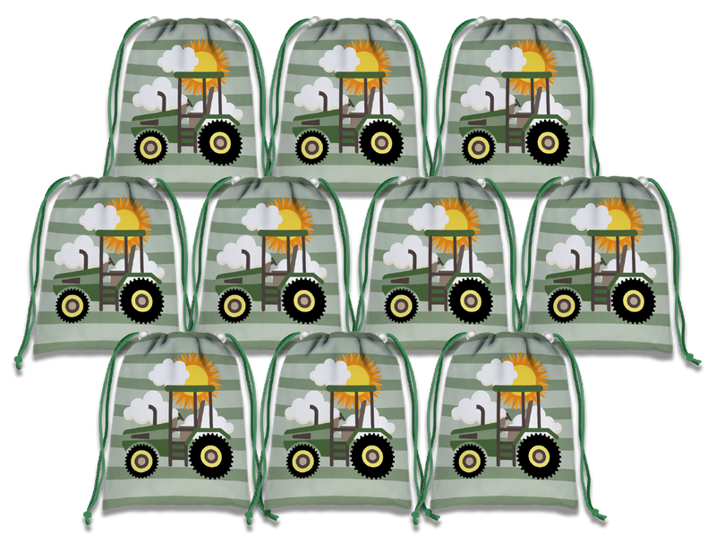 Tractor Time Drawstring Tote Bag (10 Pack) - BirthdayGalore.com