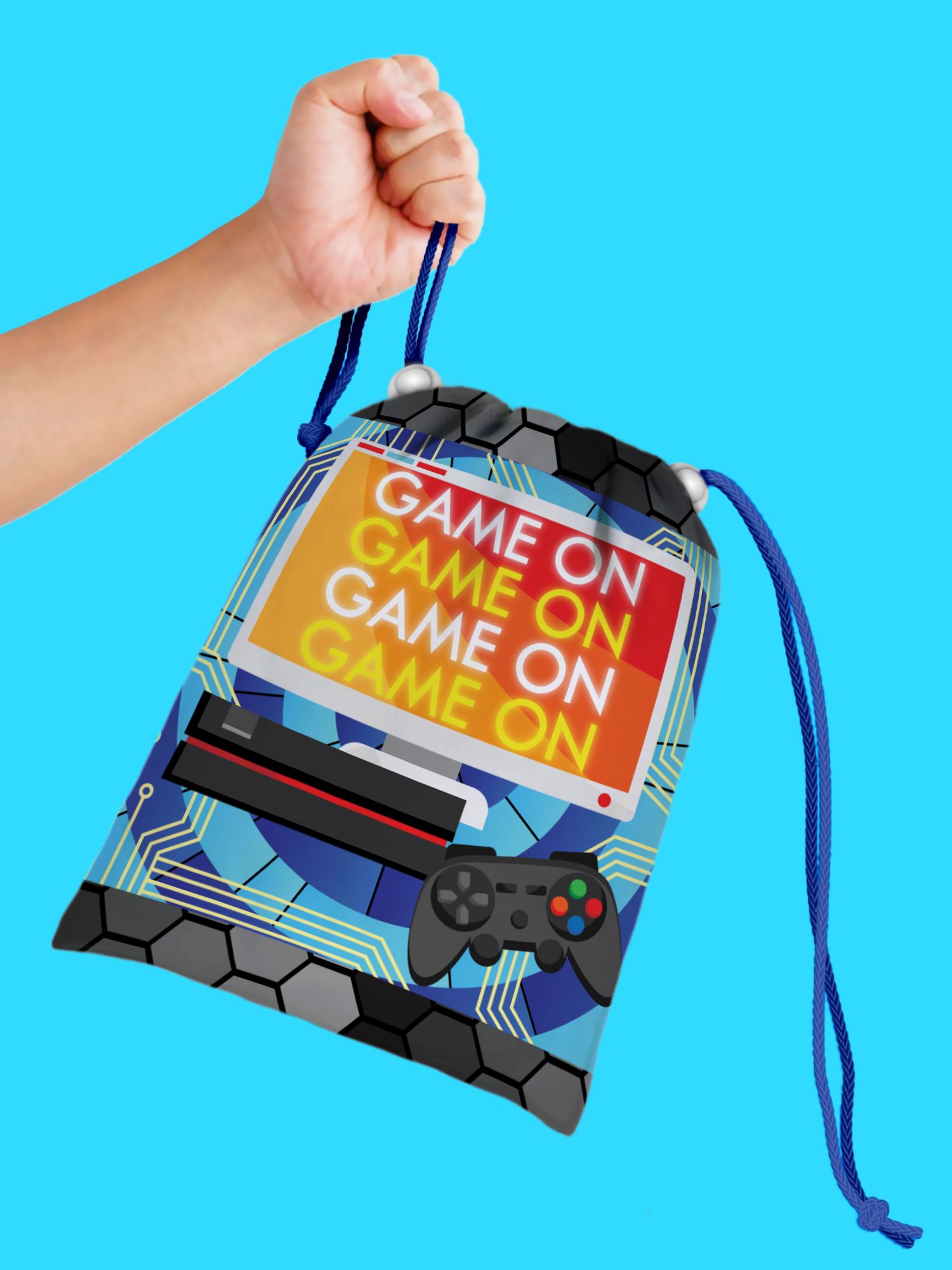 Video Gamer Game On Drawstring Tote Bag - BirthdayGalore.com
