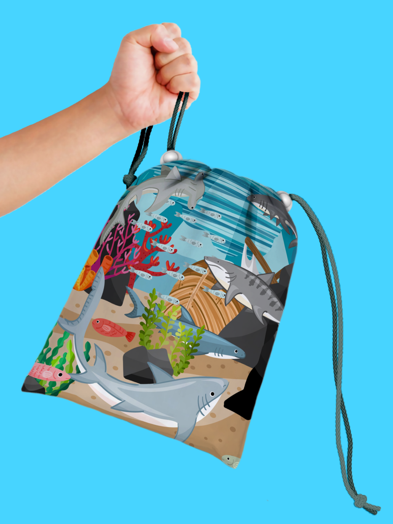 Shark Drawstring Tote Bag (10 Pack) - BirthdayGalore.com