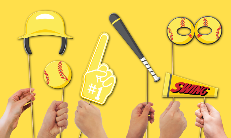 Softball Photo Booth Props 20pcs Assembled - BirthdayGalore.com