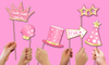 Twinkle Little Star Girl Pink Photo Booth Props 20pcs Assembled - BirthdayGalore.com
