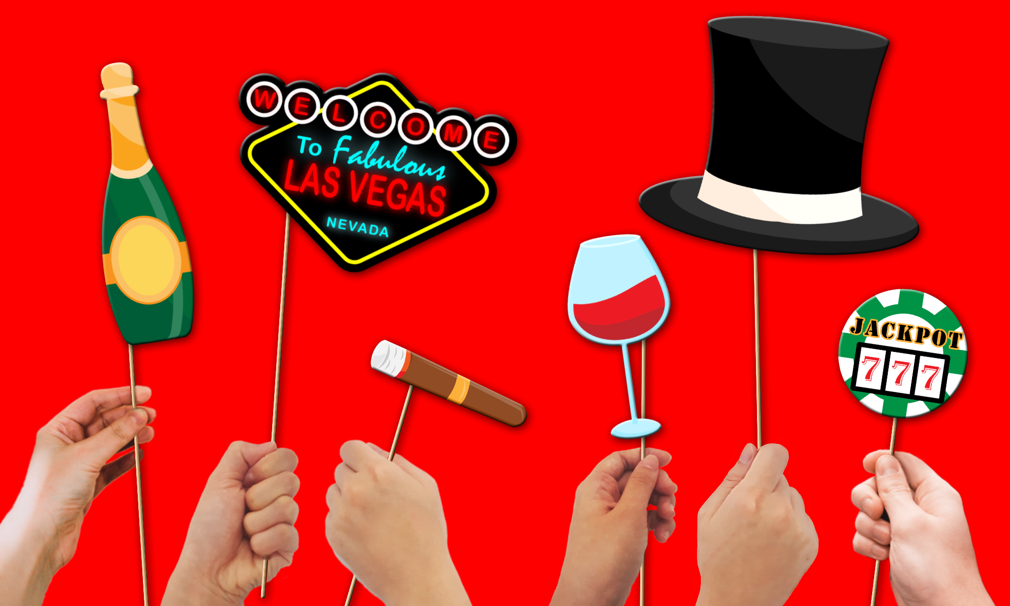 Las Vegas Casino Photo Booth Props 20pcs Assembled - BirthdayGalore.com