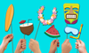 Hawaiian Luau Photo Booth Props 20pcs Assembled - BirthdayGalore.com