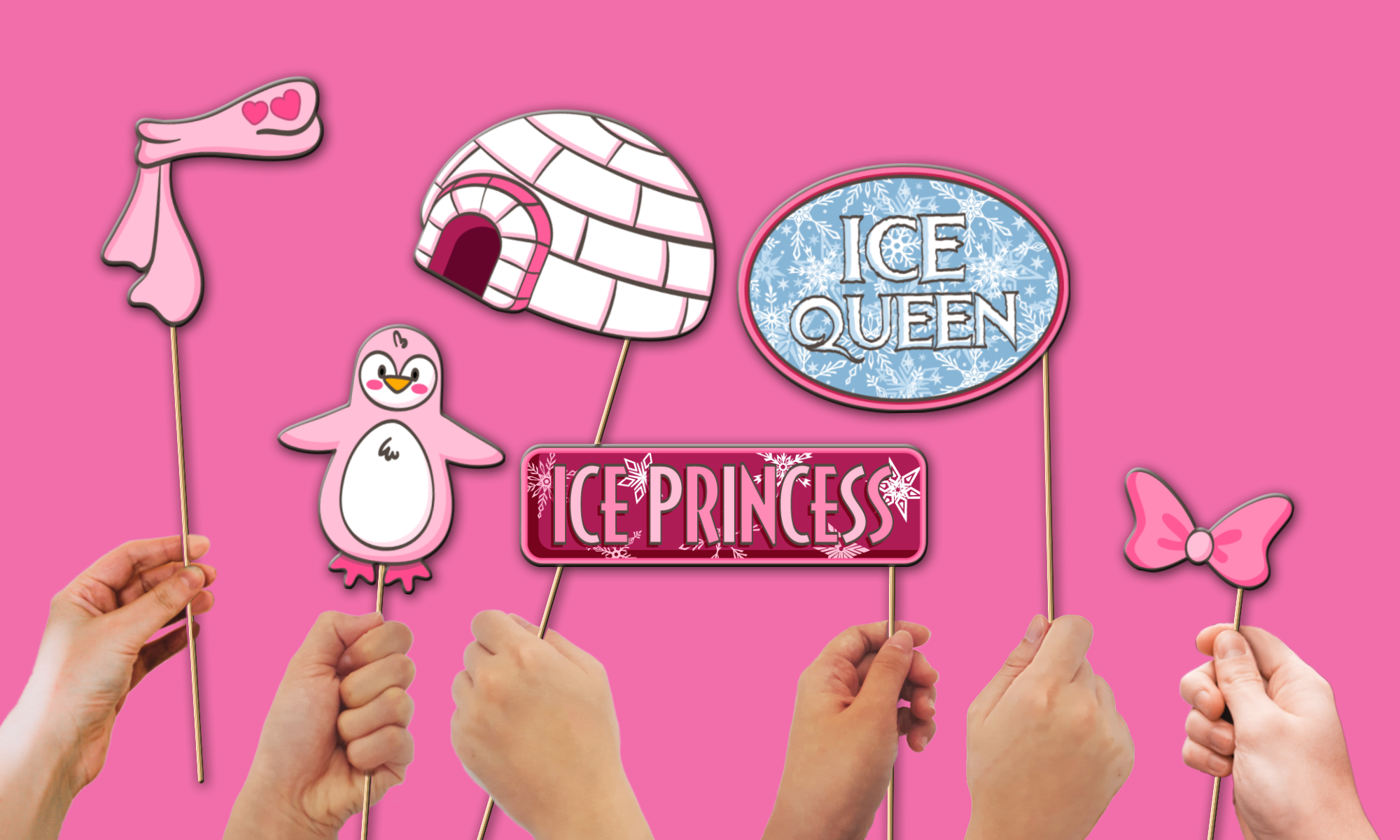 Ice Skating Photo Booth Props 20pcs Assembled - BirthdayGalore.com