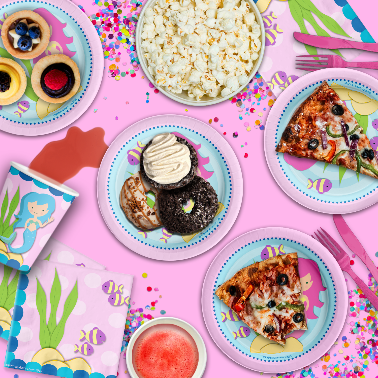 Mermaid Birthday Party Tableware Kit For 16 Guests - BirthdayGalore.com