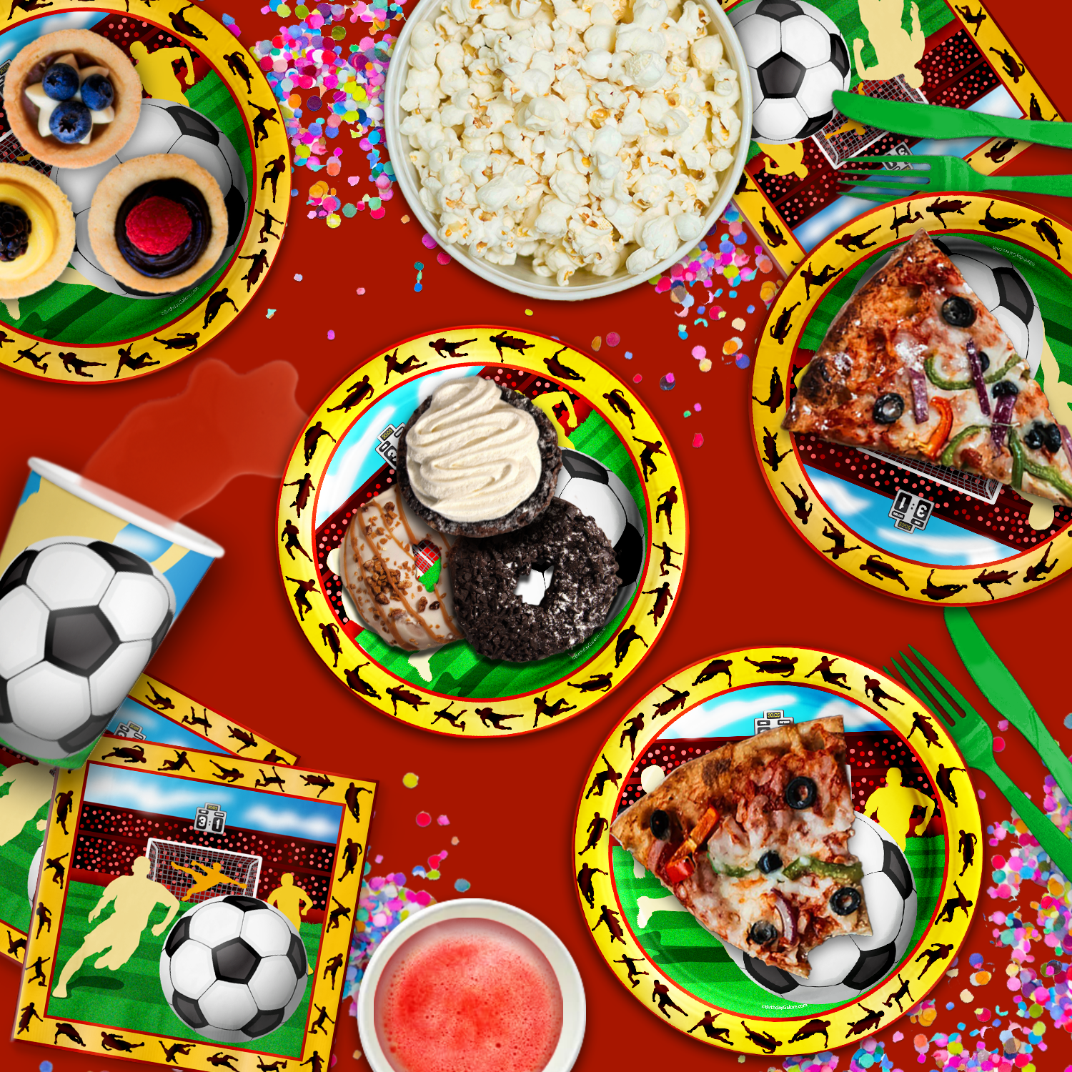Soccer Birthday Party Tableware Kit For 16 Guests