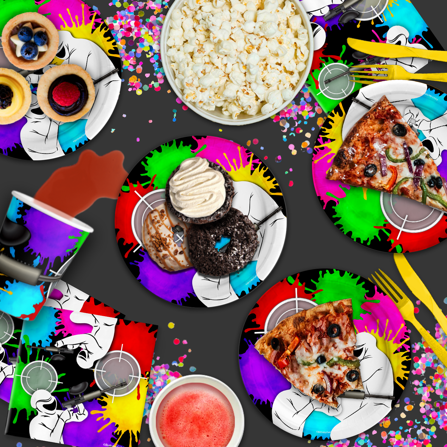Paintball Birthday Party Tableware Kit For 16 Guests
