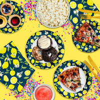 Lemon Baby Shower Tableware Kit For 24 Guests