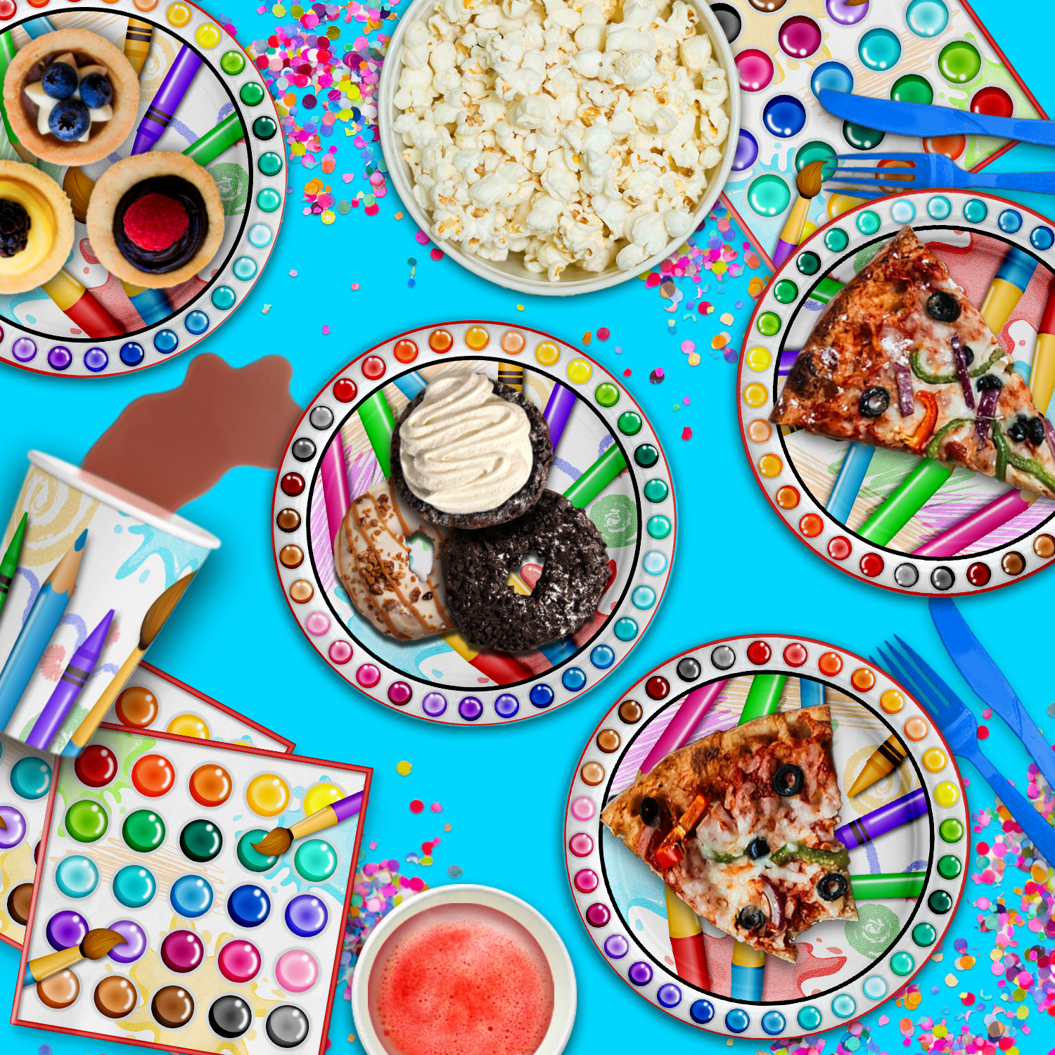 Little Artist Birthday Party Tableware Kit For 16 Guests - BirthdayGalore.com