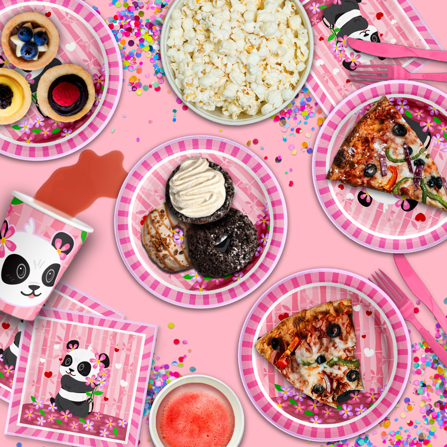 Panda Birthday Party Tableware Kit For 16 Guests - BirthdayGalore.com