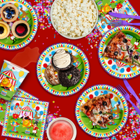 Circus Carnival Birthday Party Tableware Kit For 16 Guests - BirthdayGalore.com