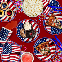 American Flag Patriotic Party Tableware Kit For 16 Guests - BirthdayGalore.com