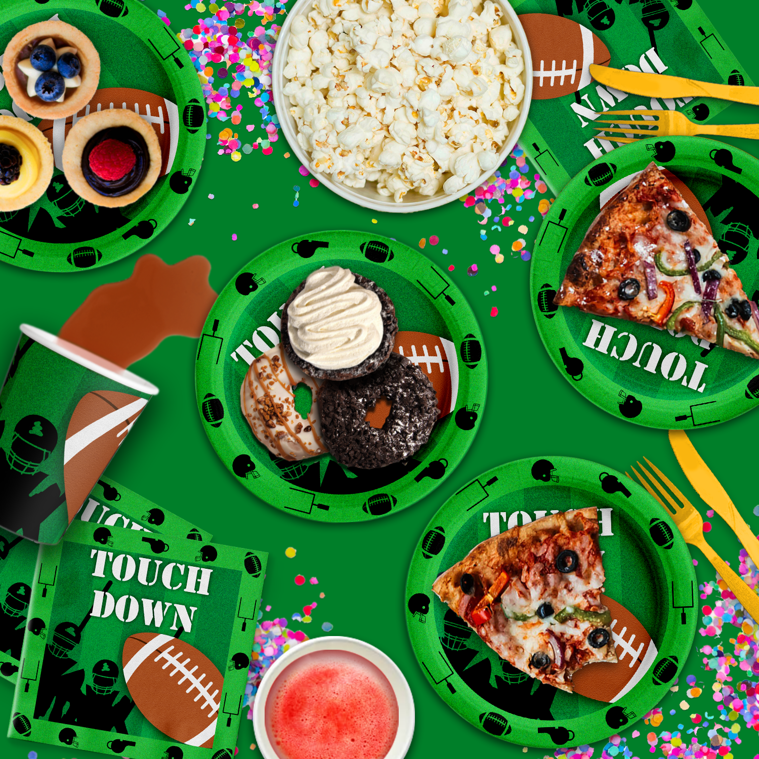 Football Birthday Party Tableware Kit For 16 Guests - BirthdayGalore.com