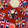 British Flag Birthday Party Tableware Kit For 16 Guests - BirthdayGalore.com