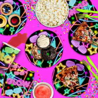 Glow Light Neon Birthday Party Tableware Kit For 16 Guests - BirthdayGalore.com