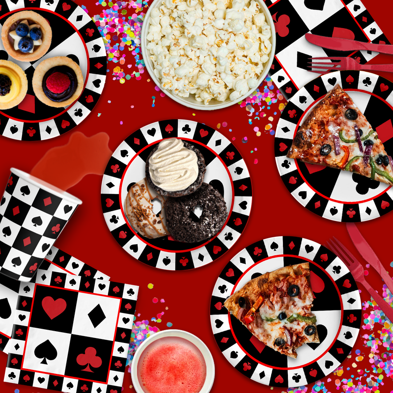 Casino Card Night Birthday Party Tableware Kit For 16 Guests - BirthdayGalore.com