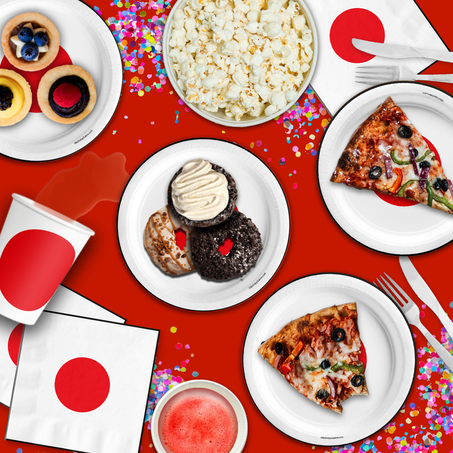 Japan Flag Birthday Party Tableware Kit For 16 Guests