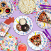 Floral Bunny Rabbit Birthday Party Tableware Kit For 16 Guests
