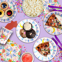 Floral Bunny Rabbit Birthday Party Tableware Kit For 16 Guests
