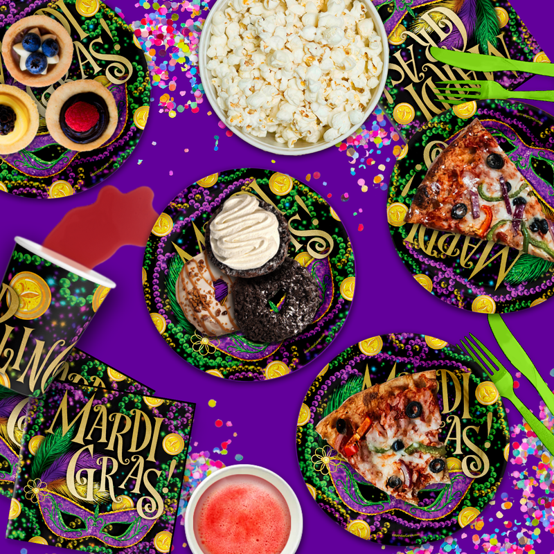 Mardi Gras Birthday Party Tableware Kit For 16 Guests