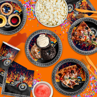Motorcycle Biker Birthday Party Tableware Kit For 16 Guests - BirthdayGalore.com